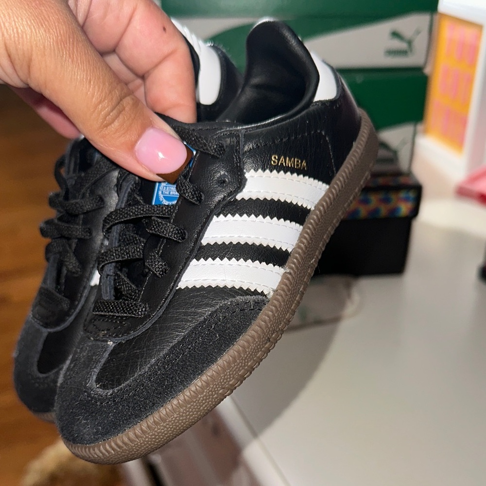 GIRL Adidas Samba Kids Sneakers - Black, White, and Brown